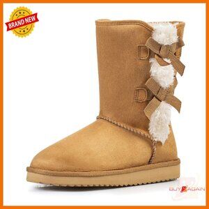 Women's Mid-Calf Snow Boots Faux Fur Lined Non-Slip Winter Shoes